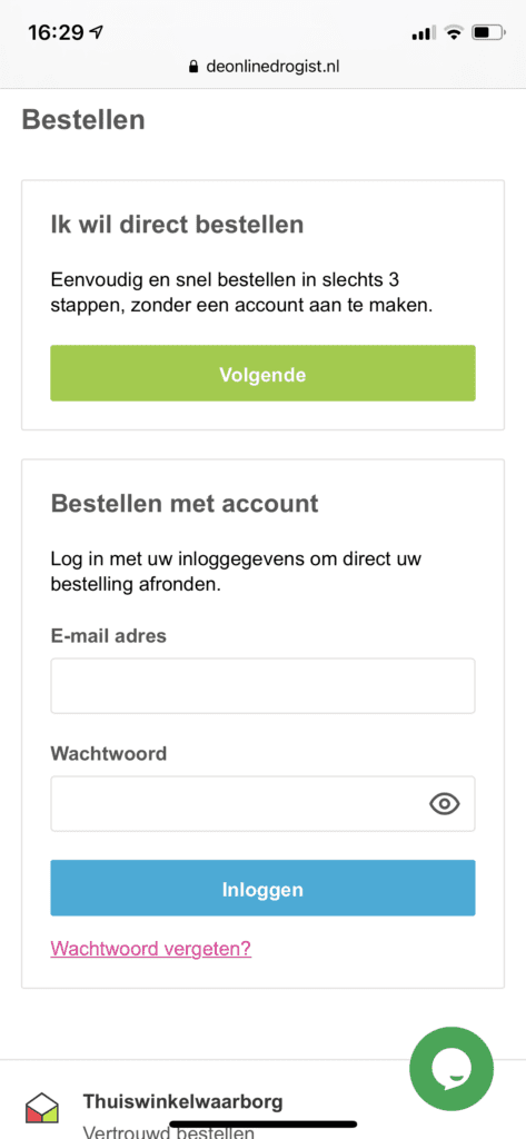 Opties om te bestellen