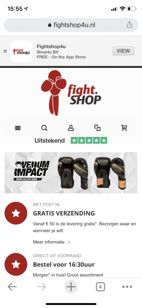 Touch target Fight Shop