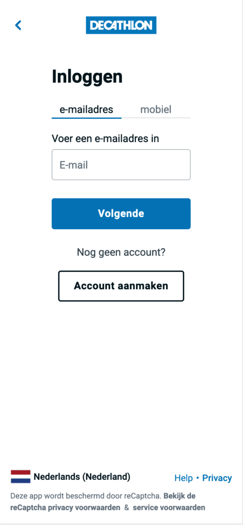 Decathlon verplicht account aanmaken