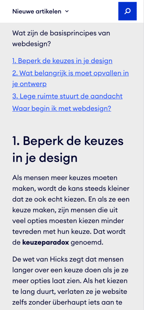 visuele hiërarchie Jimdo